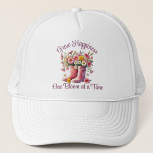 Pretty Floral Grow Happiness One Bloom at a Time Trucker Hat