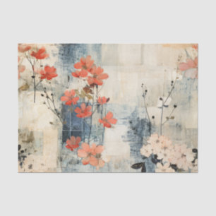Pretty Floral Grungy Distressed Collage Tissue Paper