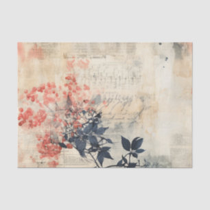 Pretty Floral Grungy Distressed Ephemera Tissue Paper