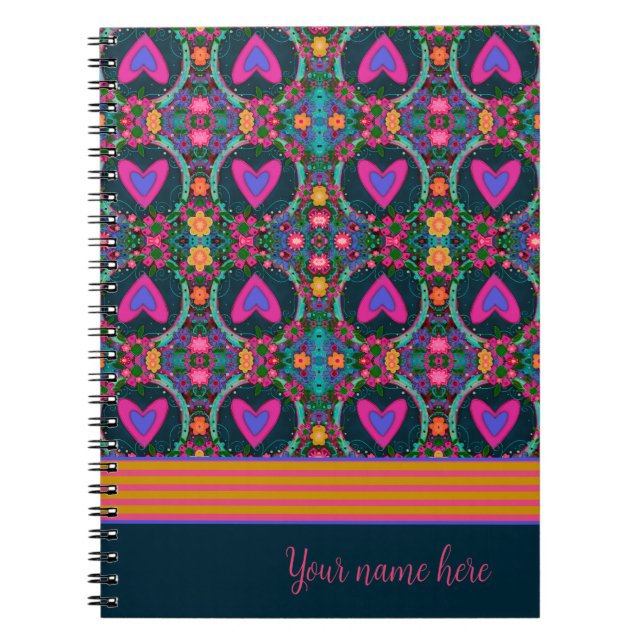 Pretty Floral Heart Personalised Name Inspirivity Notebook (Front)