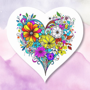 Pretty Floral Heart   Valentine's Day Heart Sticker