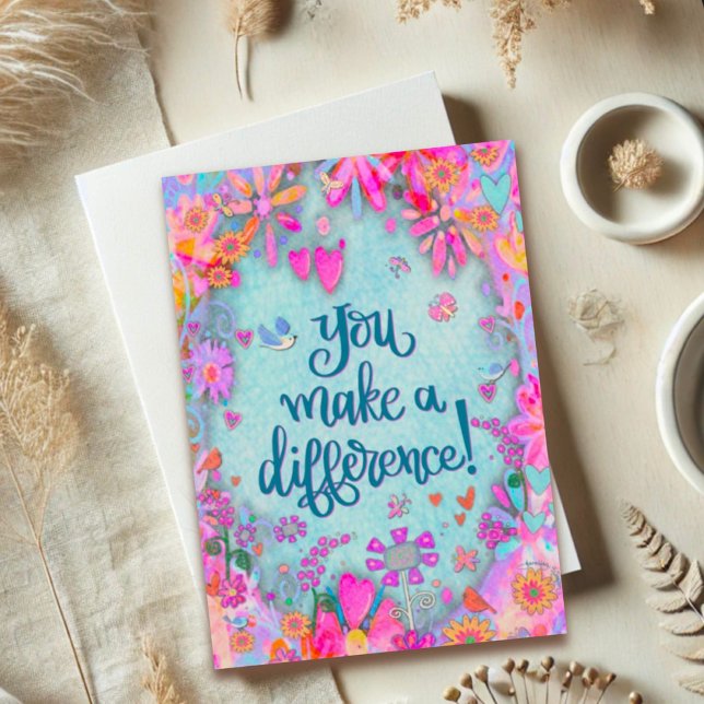 Pretty Floral Hearts Birds Butterflies Quote Card (Creator Uploaded)