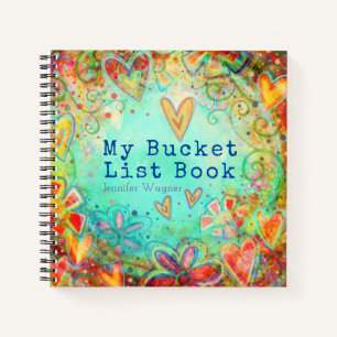 Pretty Floral Hearts Custom Bucket List Notebook