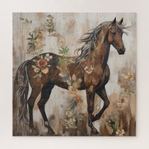 Pretty Floral Horse Painting