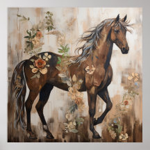 Pretty Floral Horse Painting