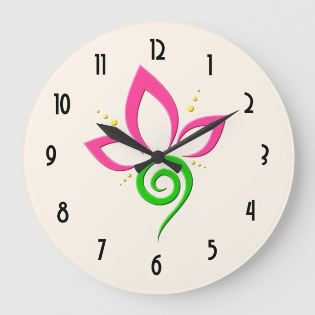 Pretty Floral Icon Design Large Clock (Front)