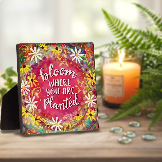 Pretty Floral Inspiring Bloom Quote Inspirivity Plaque (Creator Uploaded)