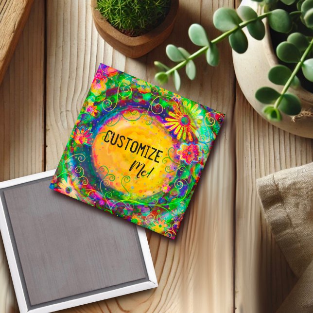 Pretty Floral Inspirivity Customisable Name Fun Magnet (Creator Uploaded)