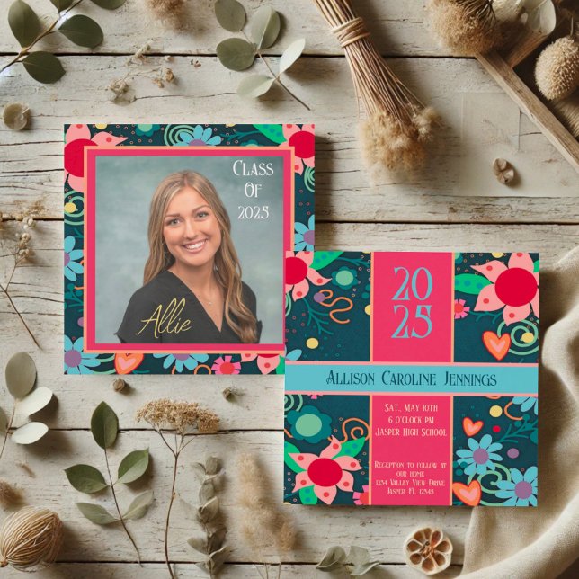 Pretty Floral Inspirivity Graduation Customisable Invitation (Creator Uploaded)