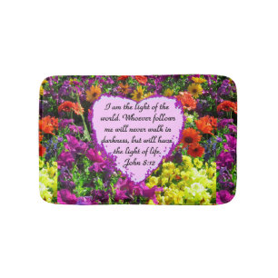 PRETTY FLORAL JOHN 8:12 PHOTO DESIGN BATH MAT