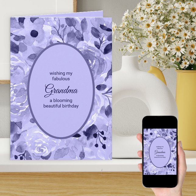 Pretty Floral Lavender Personalised Birthday Card (Creator Uploaded)