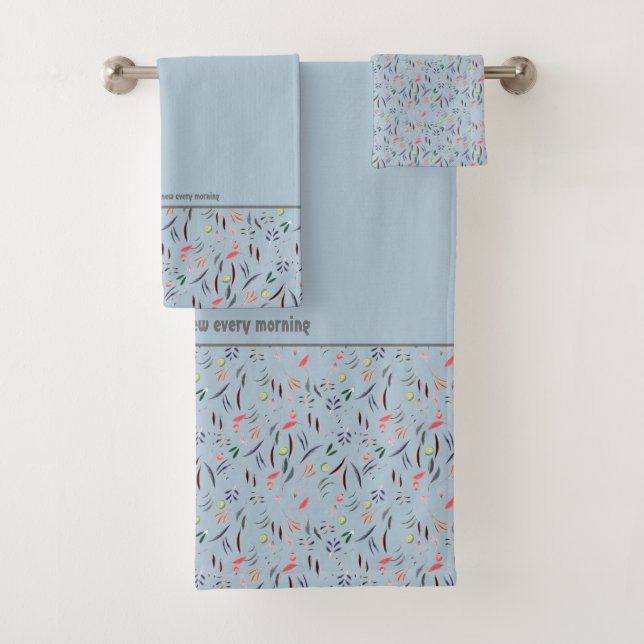 Pretty | Floral LIGHT BLUE Customisable| Scripture Bath Towel Set (Insitu)