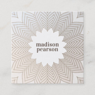 Pretty Floral Lotus Flower Mandala Square Business Card