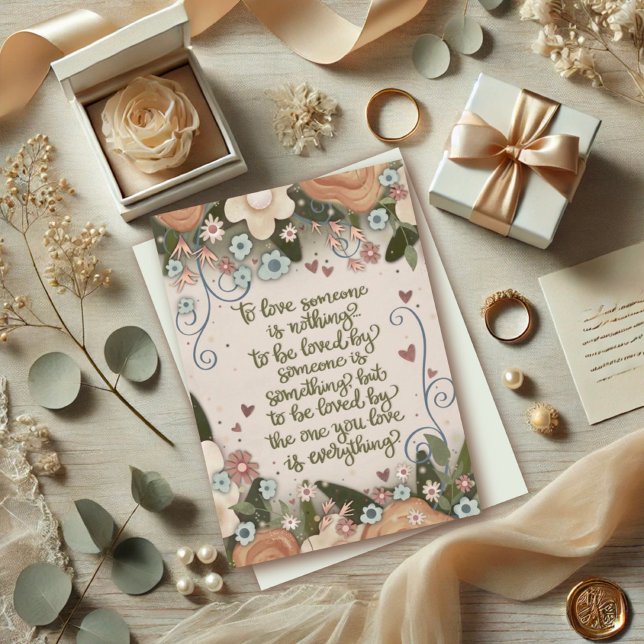 Pretty Floral Love Quote Wedding Boho  Card (Creator Uploaded)