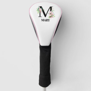 Pretty Floral M Monogrammed Initial Golf Head Cover