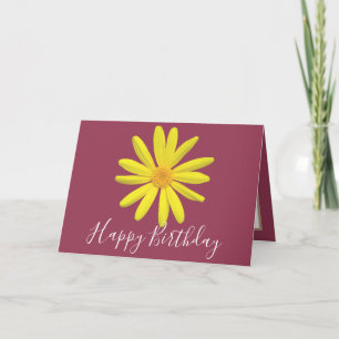 Pretty Floral Modern Daisy Flower Pink Birthday Card
