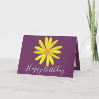 Pretty Floral Modern Daisy Flower Purple Birthday