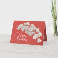 Pretty Floral Modern Orchid Flower Orange Birthday