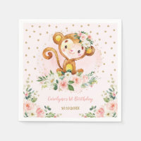 Pretty Floral Monkey Baby Shower Wild One Birthday
