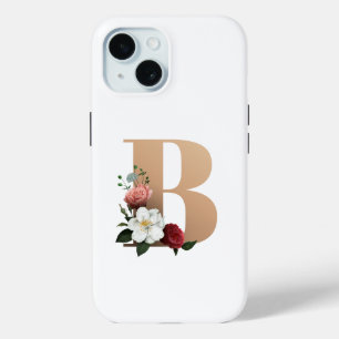 Pretty Floral Monogram B,  iPhone 15 Case