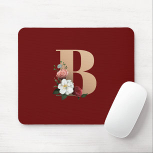 Pretty Floral Monogram B, Mouse Pad