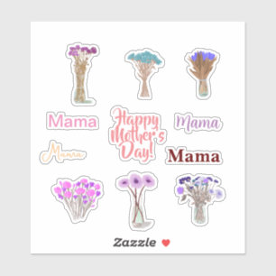 Pretty Floral Mother’s Day Stickers +Mama Names