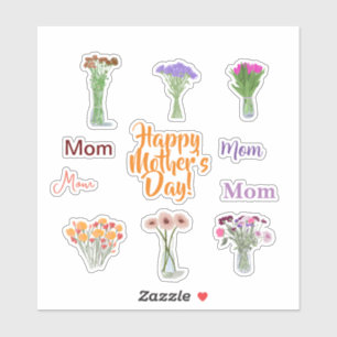 Pretty Floral Mother’s Day Stickers +Mum Names