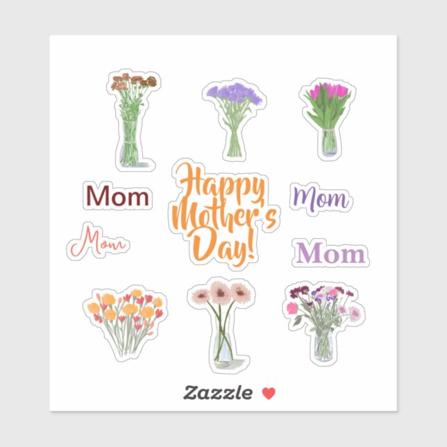 Pretty Floral Mother’s Day Stickers +Mum Names (Sheet)