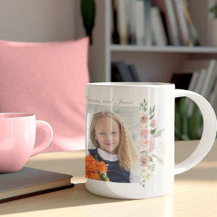Pretty Floral Mother's Day 3 Photo Collage Custom Coffee Mug