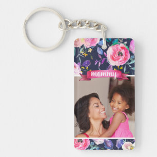 Pretty Floral Mother's Day Photo Key Ring