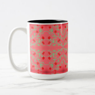 Pretty Floral Mug In Red And Pink