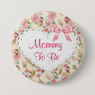 Pretty Floral Mummy to be Baby Shower button