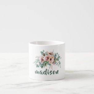 Pretty Floral Name Inscribed Espresso Cup