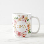 Pretty Floral Oma Gift Mug<br><div class="desc">Pretty floral Oma gift features pretty watercolor flowers and Oma in glittery gold text. A special gift for Oma.</div>