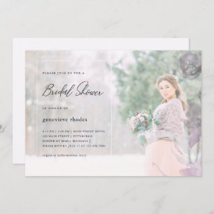 Pretty Floral Overlay Bridal Shower Photo Invitation
