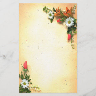 Pretty Floral Parchment Design Stationery