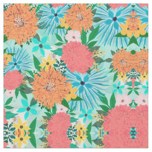  Pretty Floral pastel colours paint Mint Design Fabric