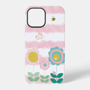 Pretty Floral Pastel Watercolor Stripes Butterfly iPhone 12 Pro Case