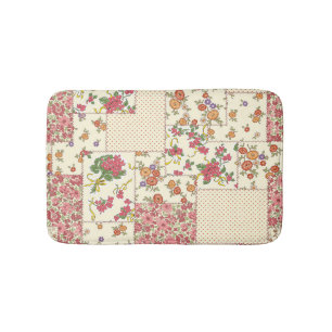 Pretty Floral Patchwork Seamless Design Bath Mat