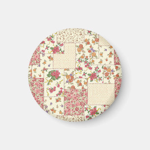 Pretty Floral Patchwork Seamless Design Magnet
