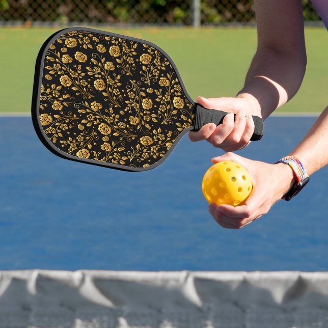 Pretty Floral Pattern Gold Wildflowers Pickleball Paddle (Insitu)