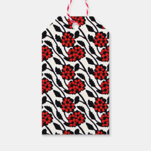 Pretty Floral Pattern in Red, Black and White Gift Tags