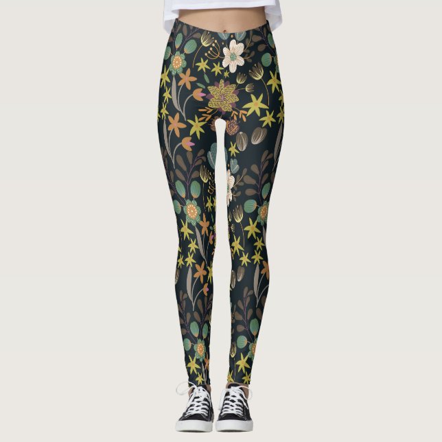 Pretty Floral Pattern Leggings (Front)