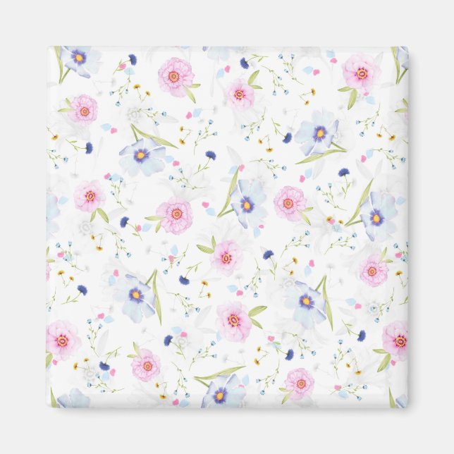 Pretty Floral Pattern Magnet (Front)