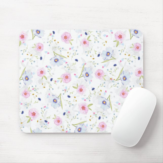 Pretty Floral Pattern Mouse Pad (With Mouse)