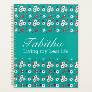 Pretty Floral Pattern on Aqua  Planner