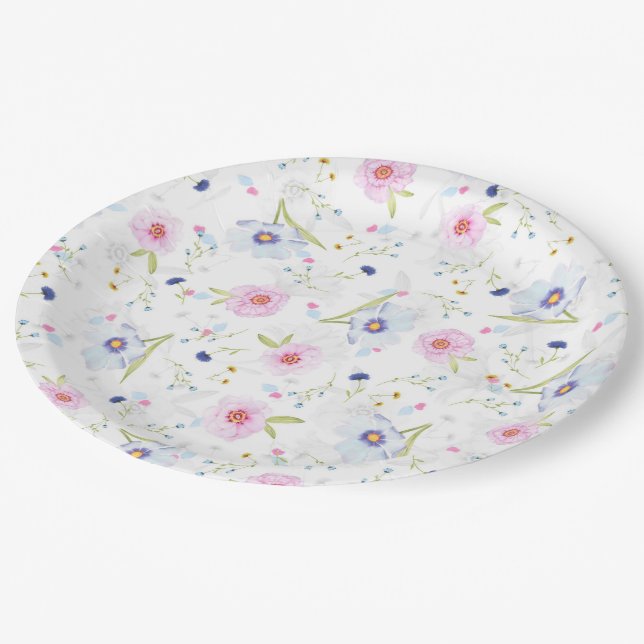 Pretty Floral Pattern Plate (Angled)