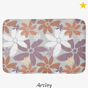 Pretty Floral Pattern Sapphic Lesbian Flag Bath Mat