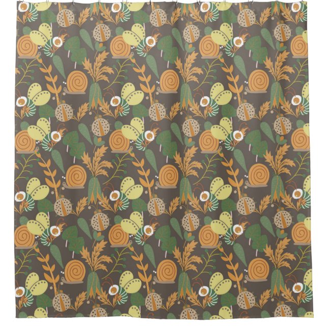 Pretty Floral Pattern Shower Curtain (Front)