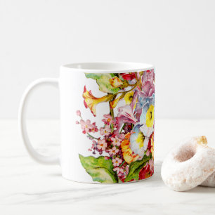 Pretty Floral Pattern Vintage Girly white Primrose Coffee Mug